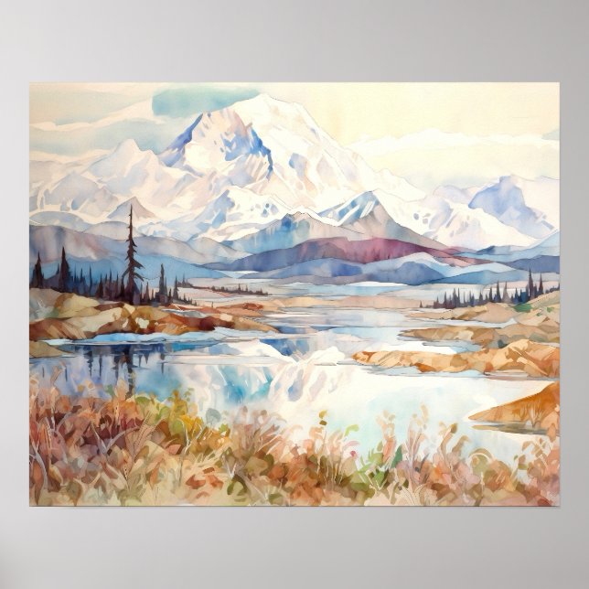 Poster Denali National Park Watercolor (Frente)