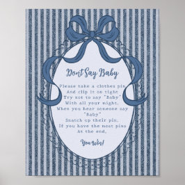 Poster Denim Coquette Laço Azul Jean Não Diga Jogo de Beb