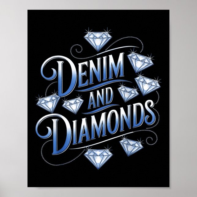Poster Denim E Diamantes Country Western Bachelorette Pa (Frente)