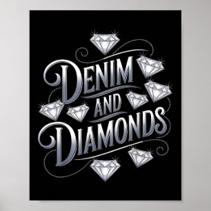 Poster Denim E Diamantes Glam Cowgirl Design