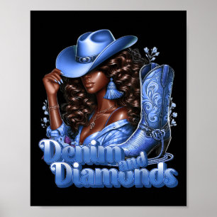 Poster Denim E Diamantes Vaqueiras Africanas Melanina Swa