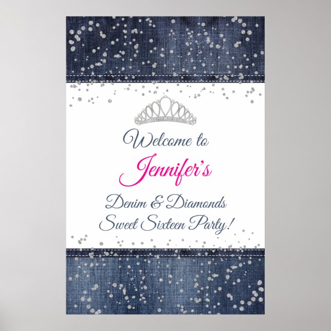 Poster Denim, Silver Confetti, Diamond Tiara - Sinal de B (Frente)