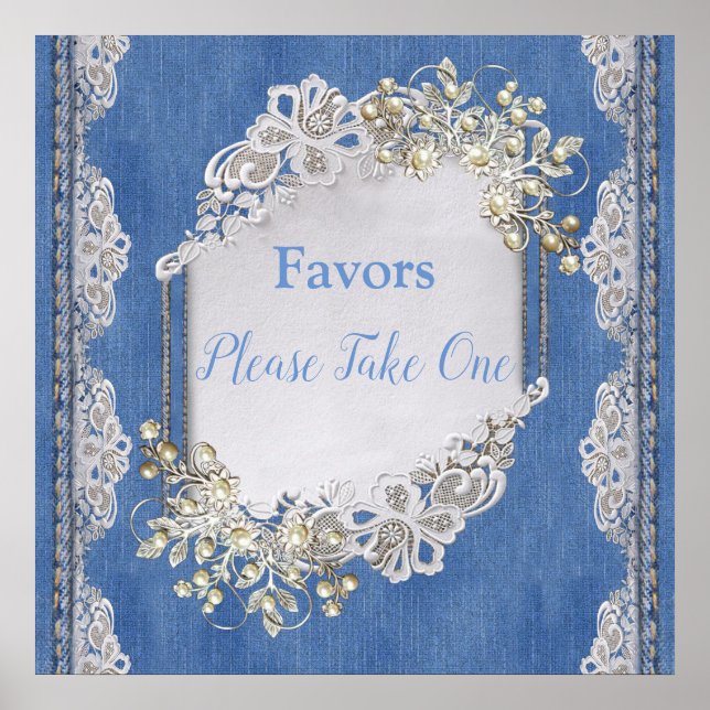 Poster Denim Texturizado Lace e Pérolas (Frente)