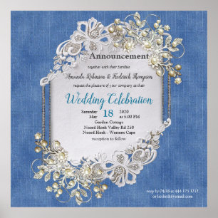 Poster Denim Texturizado Lace e Pérolas