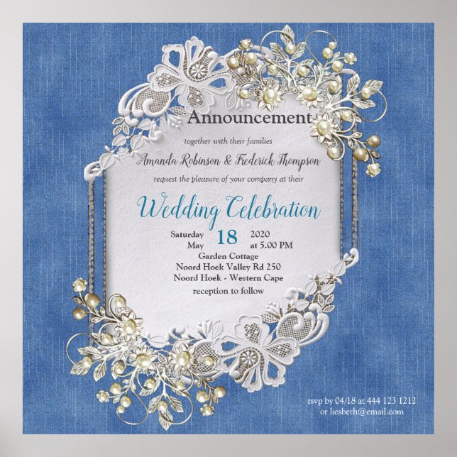 Poster Denim Texturizado Lace e Pérolas (Frente)