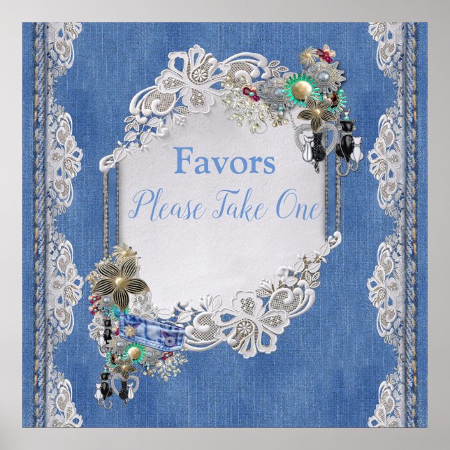 Poster Denim Textuturado Lace e Costume Jewelry (Frente)