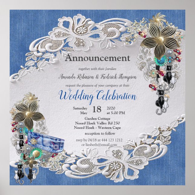 Poster Denim Textuturado Lace e Costume Jewelry (Frente)