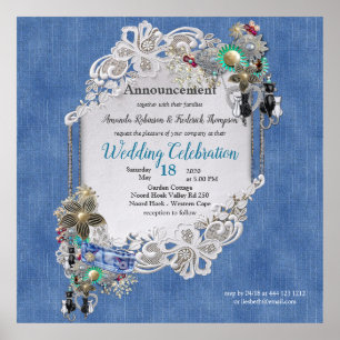 Poster Denim Textuturado Lace e Costume Jewelry