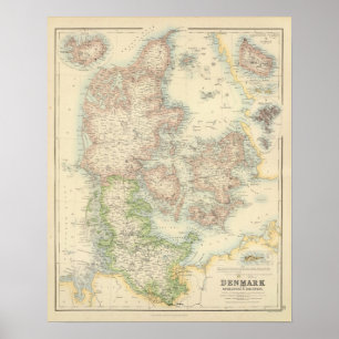 Pôster Denmark with Schleswig and Holstein