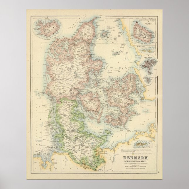 Pôster Denmark with Schleswig and Holstein (Frente)