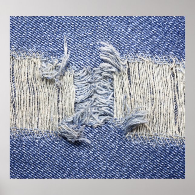 Poster Densidade azul rasgada: textura do jeans. (Frente)