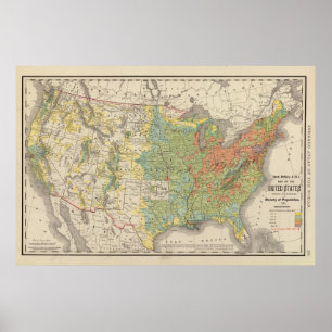 Pôster Densidade populacional dos Estados Unidos, 1890