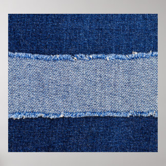 Poster Densidade torn: tecido jeans azul.