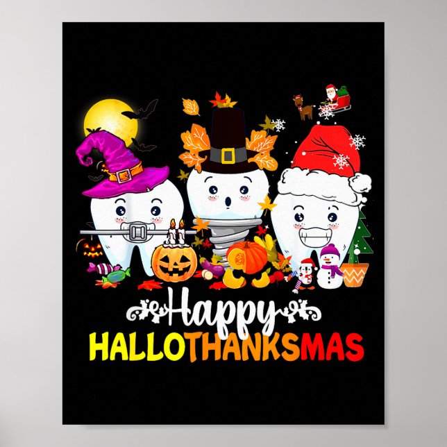 Poster Dental Halloween Thanksgiving Christmas Happy Hall (Frente)