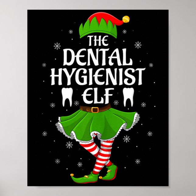 Poster Dental Hygienist Elf Christmas Girls Women Elf Squ (Frente)