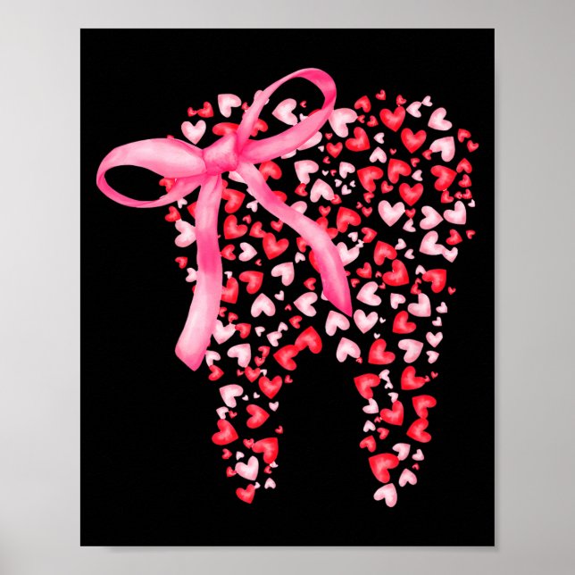 Poster Dental Squad Valentines Cute Heart Teeth Dental Hy (Frente)