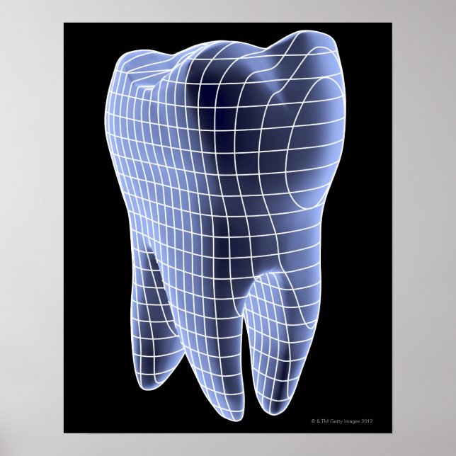 Pôster Dente, trabalho de arte de computador de um dente  (Frente)