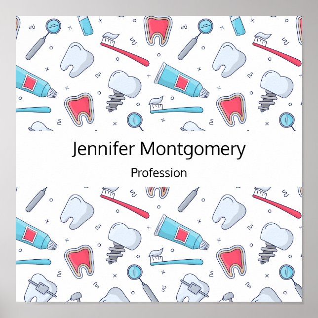 Poster Dentes e ferramentas Padrão dentário Empresa (Frente)