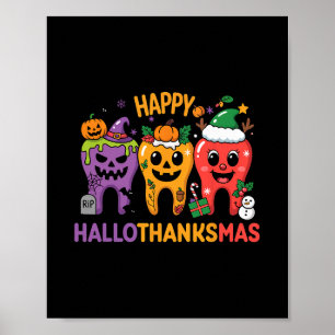 Poster Dentes Hallothanksmas Dia das Bruxas Ação de Graça
