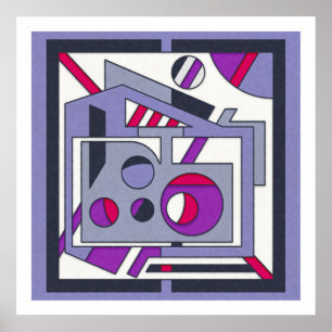 Poster Dentes Industriais Abstrato, de cor roxa-roxa, a n