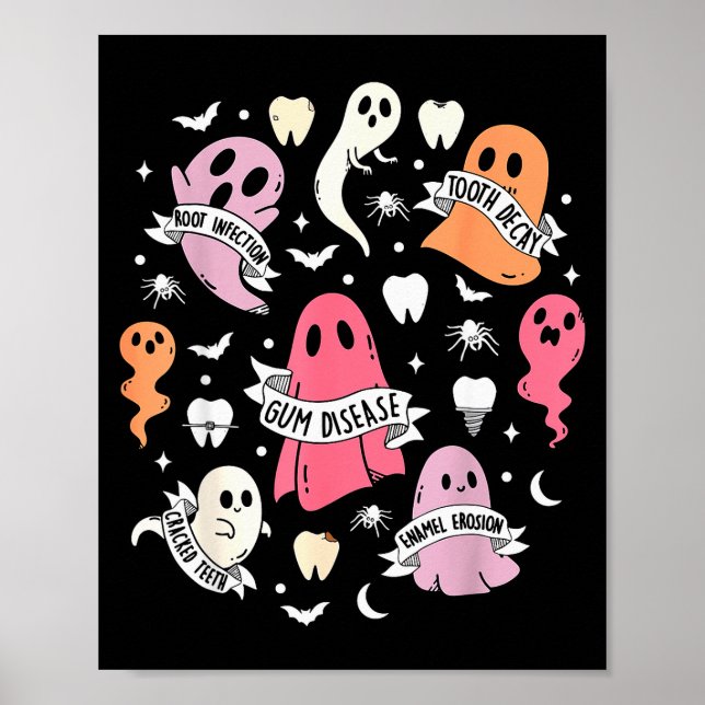 Poster Dentist Ghost Soky Halloween Dental Hygienist Ista (Frente)