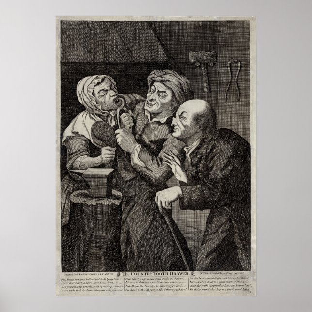 Poster Dentista Antiquado da Gaveta Dente do País (Frente)