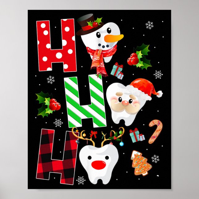 Poster Dentista de Natal Divertido Dente Dental Dente Xad (Frente)