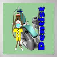 Poster Dentista — design de macaco-meia, adorável