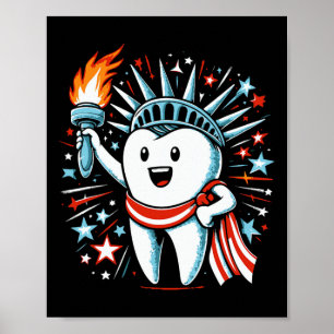 Poster Dentista do Dia 4 de Julho Patriótico Mulheres M