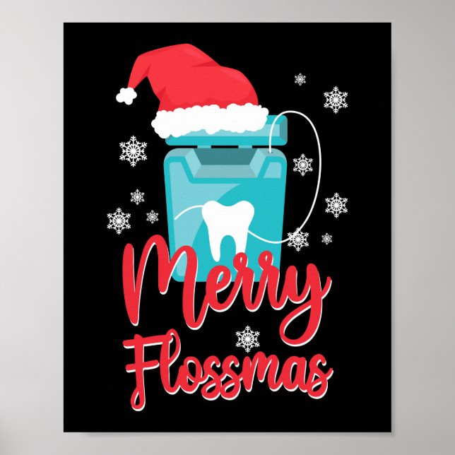 Poster Dentista Feliz dentária Flossmas Natal Flossmas (Frente)