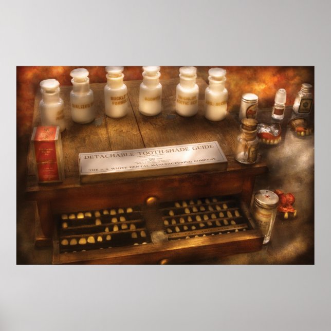 Pôster Dentista - Guia de sombreamento dos dentes desenca (Frente)