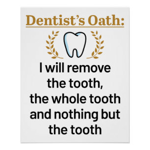 Pôster Dentista Oath Funny DDS Graduação DDS
