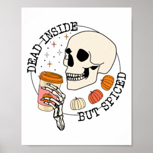 Poster Dentro, Mas Pumpkin De Bebida Espalhada Pele Graça
