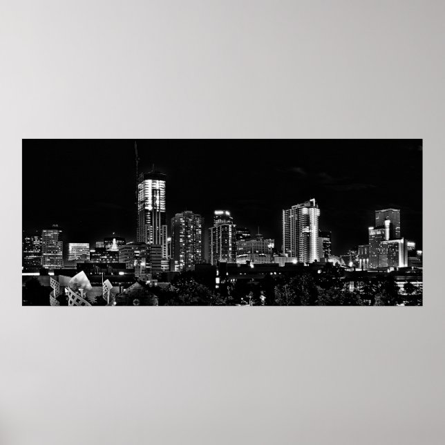 Pôster Denver by Night in Black and White (Frente)