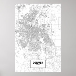 Pôster Denver, Colorado (preto no branco)