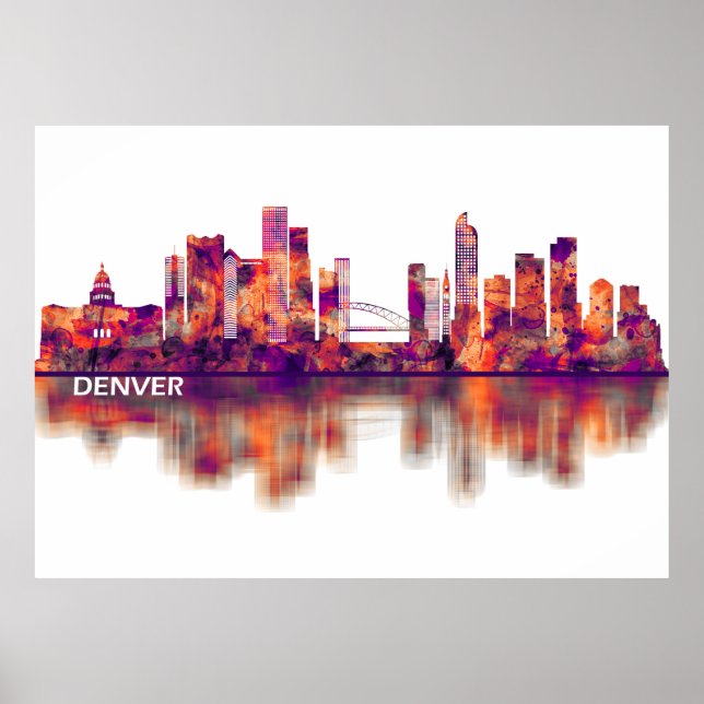Poster Denver Colorado Skyline (Frente)