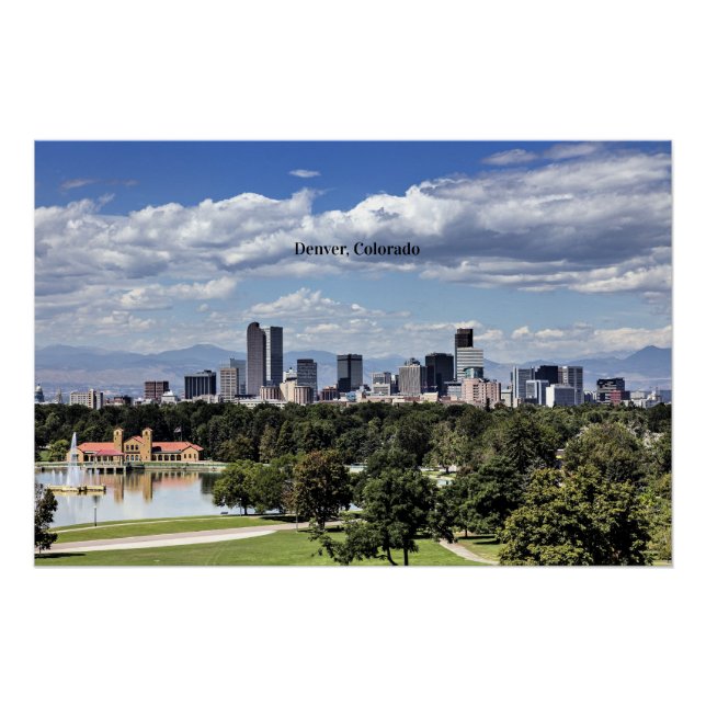 Pôster Denver, Colorado Skyline (Frente)