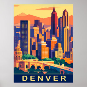 Poster Denver, Silhueta da Cidade, Viagem