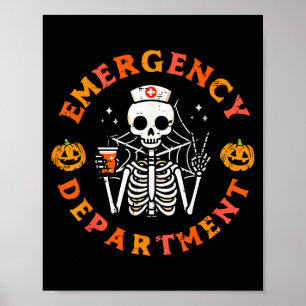 Poster Departamento de Emergência Divertido Halloween Enf