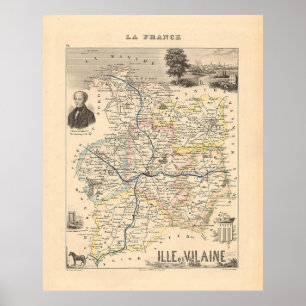 Poster Departamento de Ille et Vilain, Mapa de Alexandre