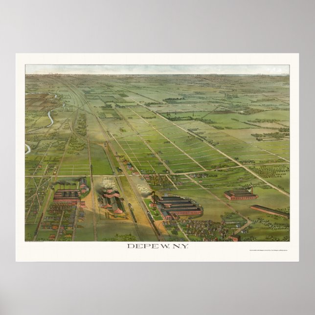 Pôster Depew, Novo Mapa Panorâmico - 1898 (Frente)
