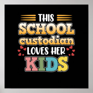 Poster Depositário da escola ama crianças e o zelador d