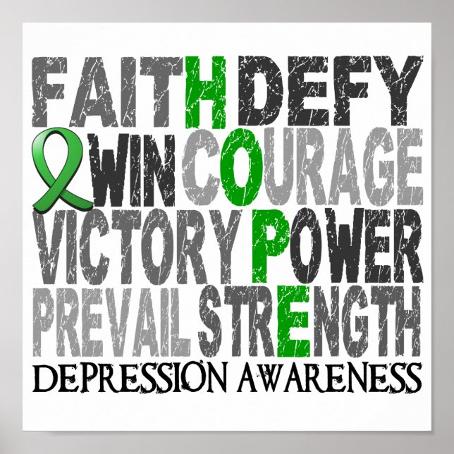 Pôster Depressão de Colagem de Palavras Esperança (Frente)