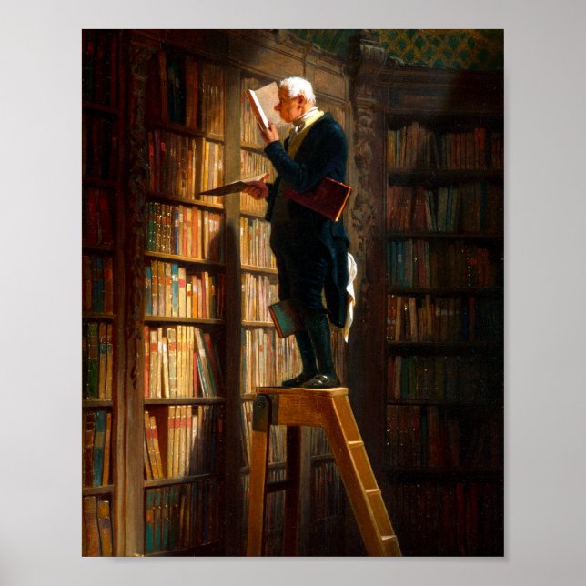 Poster Der Bücherwurm Carl Spitzweg - Deutsche Malerei (Frente)
