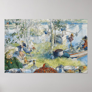Poster Der Krebsfang, Carl Larsson