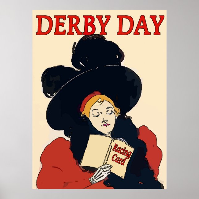 Pôster Derby Day Vintage Mulher (Frente)
