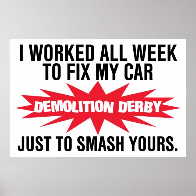 Pôster Derby Demolição Derrube Seu Carro (Frente)