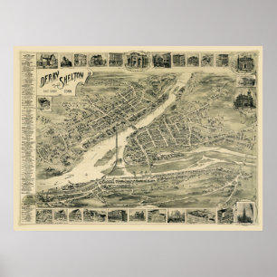 Pôster Derby, mapa panorâmico do CT - 1899