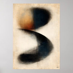 Poster Deriva Índigo Zen Arte Abstrato em Sumi Japonês