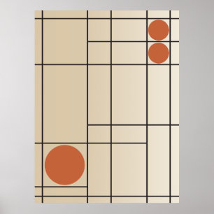 Poster Deriva Óssea Nº 1 Arte Geométrica Bege + Terracota
